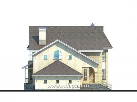 «Фортуна» - проект двухэтажного дома из газобетона, с эркером, и с гаражом, для узкого участка - превью фасада дома
