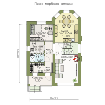 Проекты домов Альфаплан - «Стелла»- стильный дом для маленького участка - превью плана проекта №1