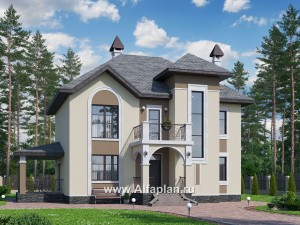 «Разумовский» - проект двухэтажного дома из кирпича, с террасой и с балконом