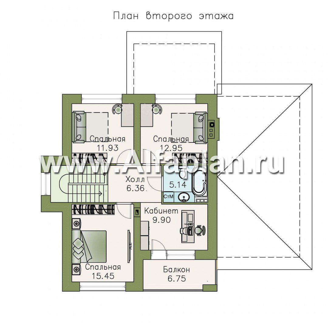 Проекты домов Альфаплан - «Сен-Тропе» - удобный компактный дом с гаражом - план проекта №2