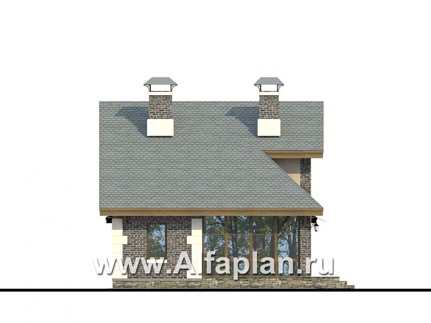 Проекты домов Альфаплан - «Замечательный сосед плюс»- дом со студией и навесом для машин - изображение фасада №3