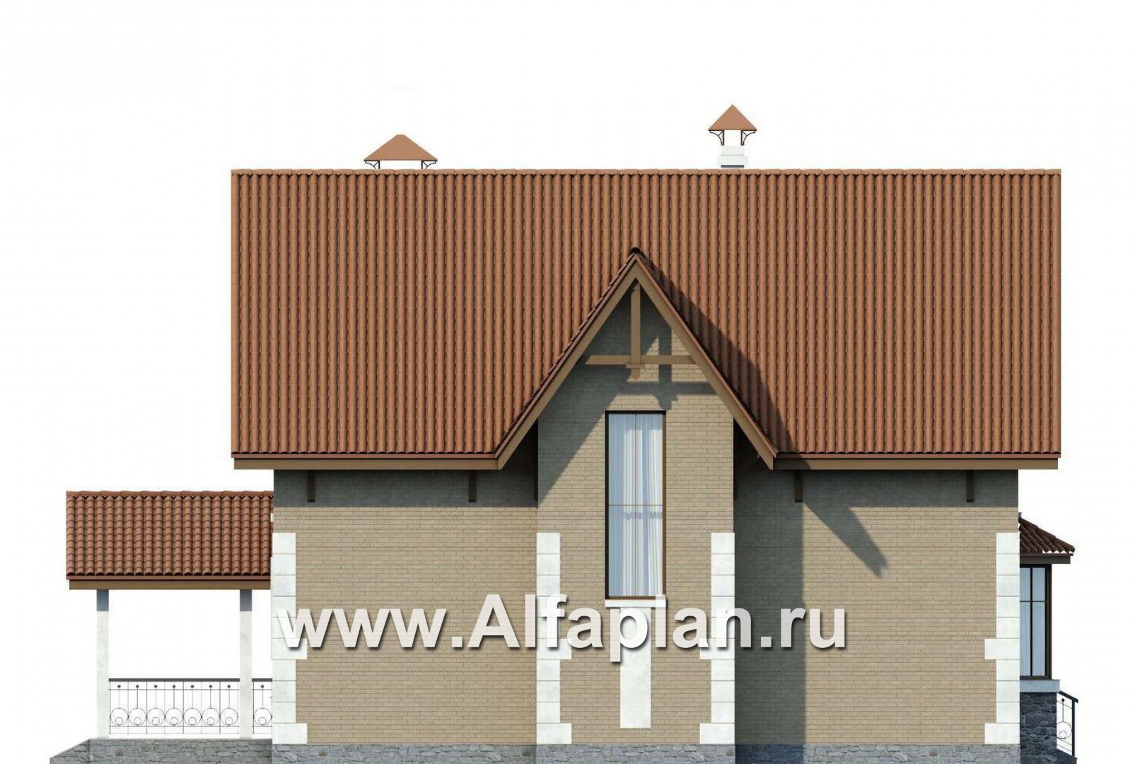 Проекты домов Альфаплан - «Примавера» - компактный коттедж c теплым гаражом - изображение фасада №3