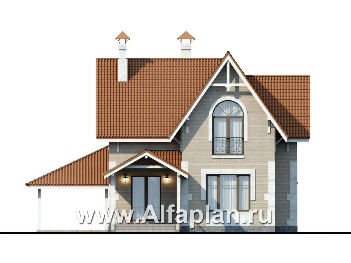 Проекты домов Альфаплан - «Примавера» - компактный дом с гаражом-навесом - изображение фасада №4