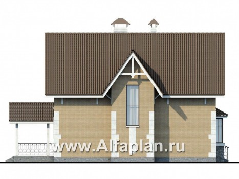 «Примавера» - проект дома с мансардой, с эркером и террасой, в английском стиле - превью фасада дома