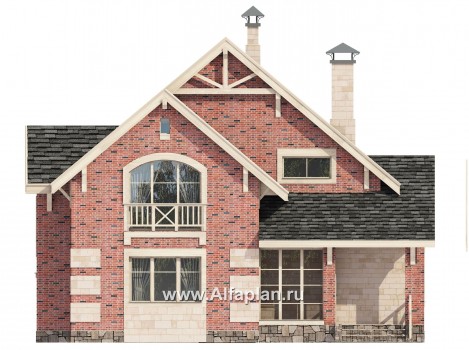 Проекты домов Альфаплан - «Новая пристань» - дом из газобетона для удобной загородной жизни - превью фасада №1