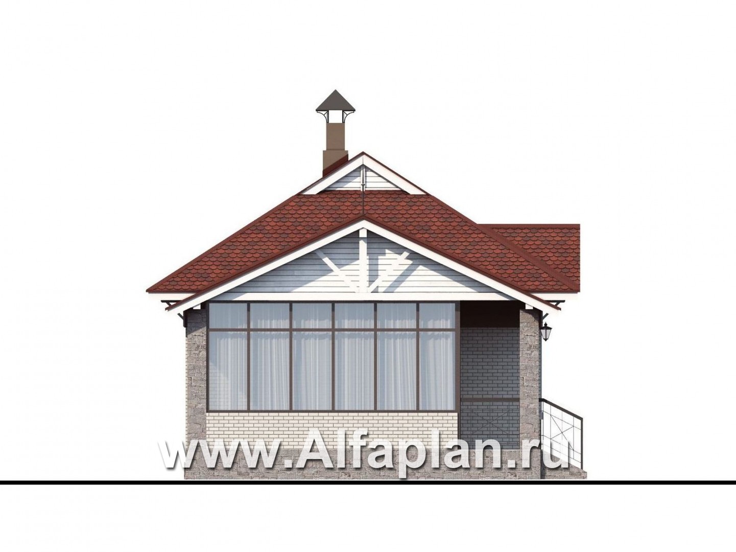 Проекты домов Альфаплан - Проект гостевого кирпичного дома - изображение фасада №3