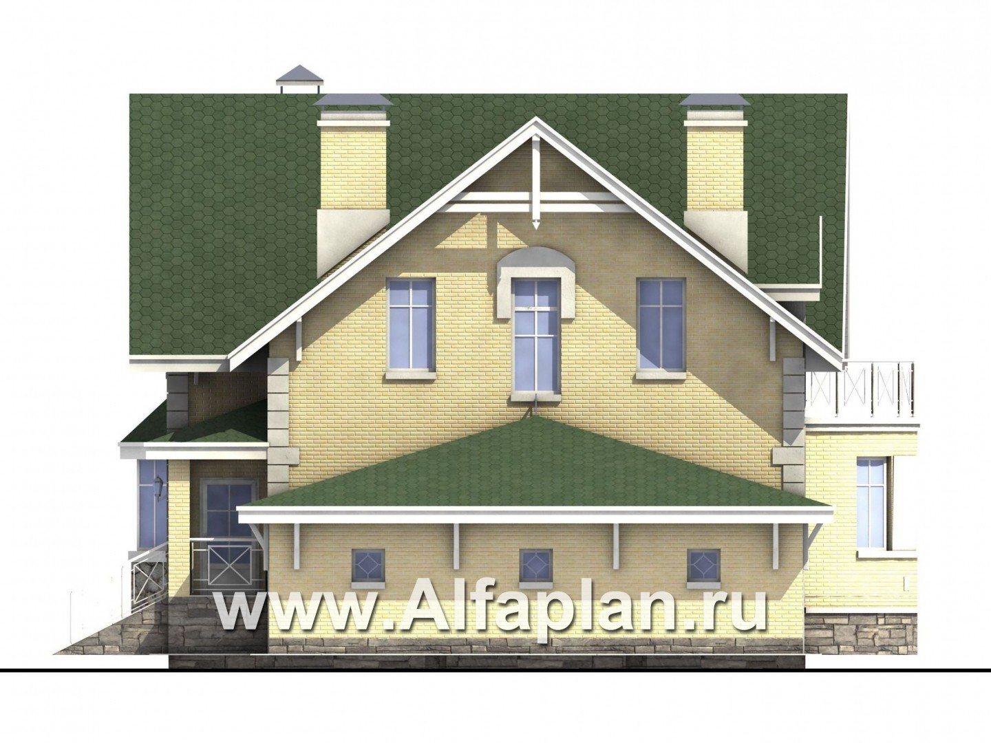 Проекты домов Альфаплан - «Ретростилиса» - рациональный дом с гаражом - изображение фасада №2