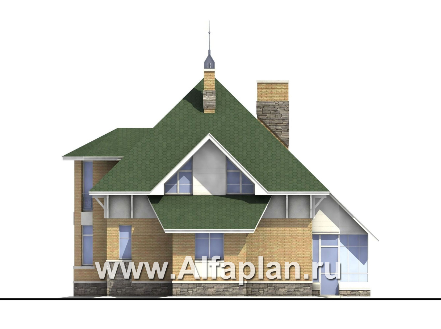 Проекты домов Альфаплан - «Петит» - проект дома с полукруглым эркером - изображение фасада №4