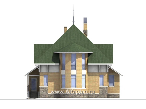 Проекты домов Альфаплан - «Петит» - проект дома с полукруглым эркером - превью фасада №1