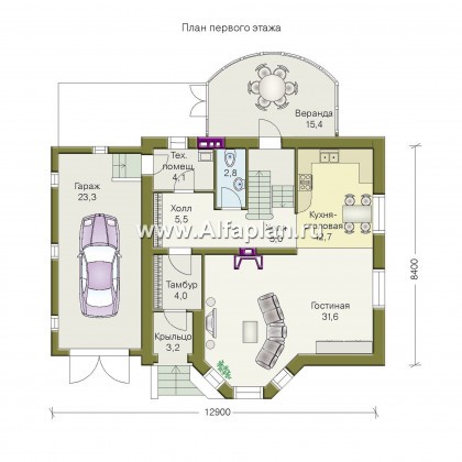 Проекты домов Альфаплан - «Метц» - комфортный загородный  дом - превью плана проекта №1
