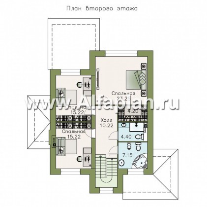 Проекты домов Альфаплан - «Равновесие» - изящный коттедж с террасами - превью плана проекта №2