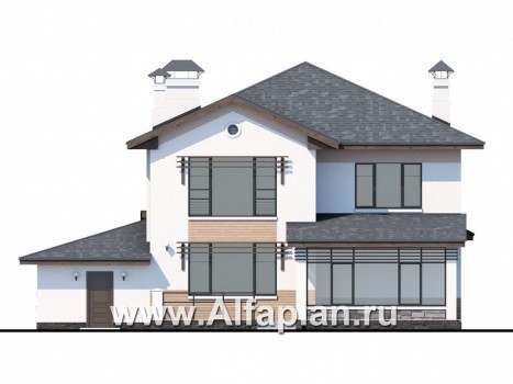 «Оазис» - проект двухэтажного дома с эркером, с гаражом - превью фасада дома