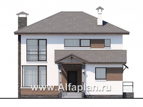 Проекты домов Альфаплан - Двухэтажный дом из кирпича «Карат» - превью фасада №1