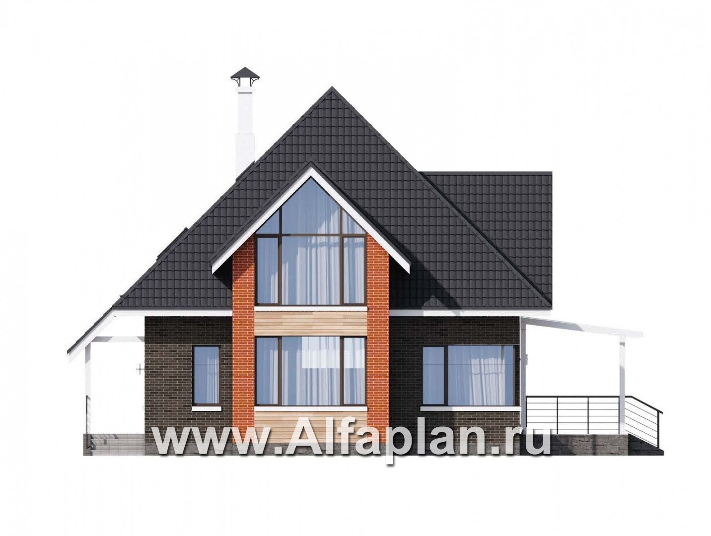 Проекты домов Альфаплан - «Альтаир» - современный мансардный дом - изображение фасада №1