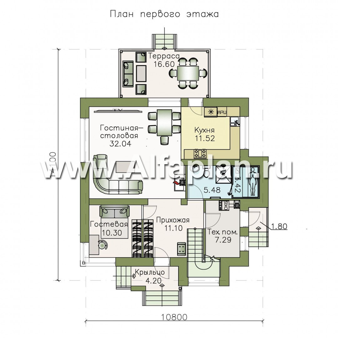 Проекты домов Альфаплан - «Орион» - современный мансардный дом - изображение плана проекта №1