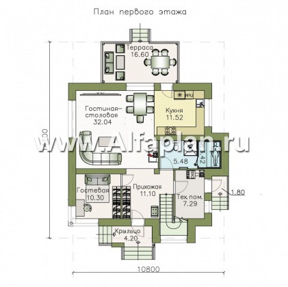 Проекты домов Альфаплан - «Орион» - современный мансардный дом - превью плана проекта №1