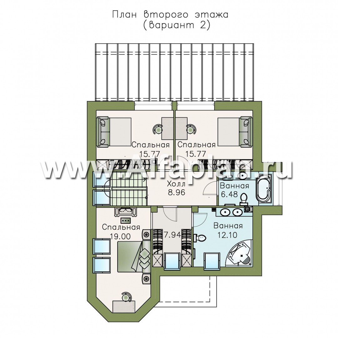 Проекты домов Альфаплан - «Капелла» - современный мансардный дом - план проекта №3