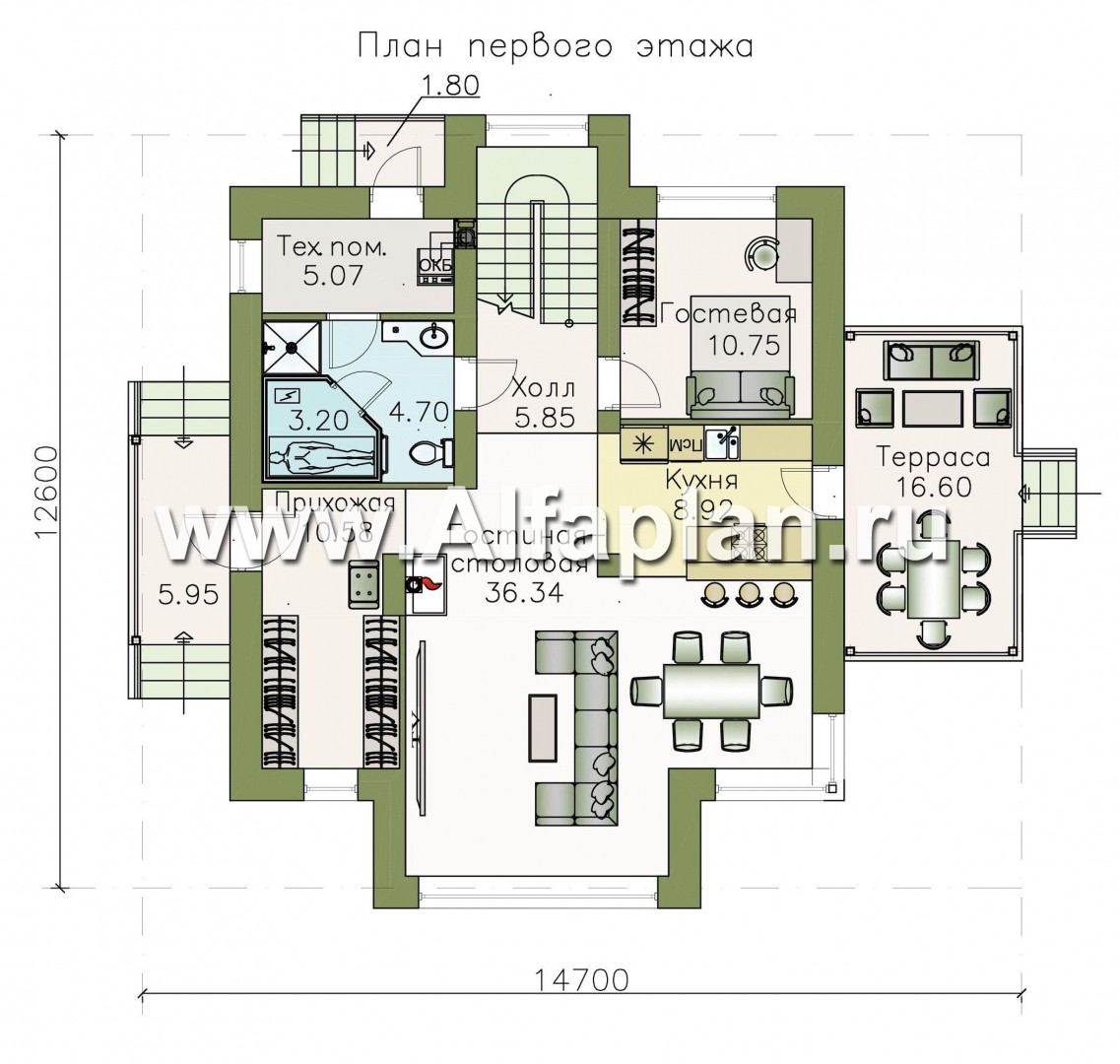 Проекты домов Альфаплан - «Арктур»  - современный мансардный дом - изображение плана проекта №1