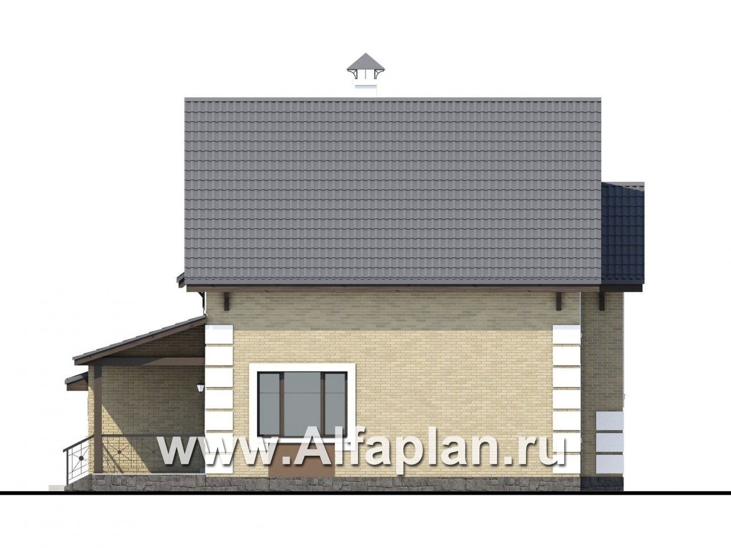 Проекты домов Альфаплан - «Приоритет» - коттедж с компактным планом и комфортной планировкой - изображение фасада №3