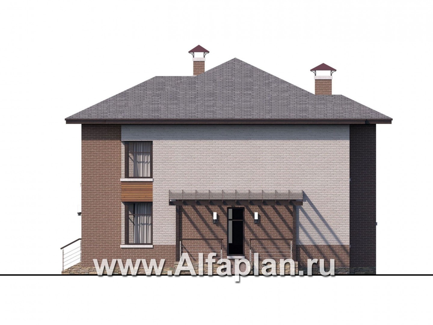 Проекты домов Альфаплан - «Печора» - стильный двухэтажный коттедж - изображение фасада №2