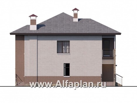 Проекты домов Альфаплан - «Печора» - стильный двухэтажный коттедж - превью фасада №3