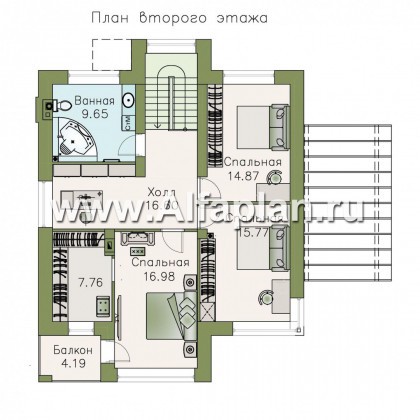 Проекты домов Альфаплан - «Печора» - стильный двухэтажный коттедж - превью плана проекта №2