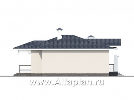 Проекты домов Альфаплан - «Бирюса» - одноэтажный коттедж для небольшой семьи - превью фасада №3