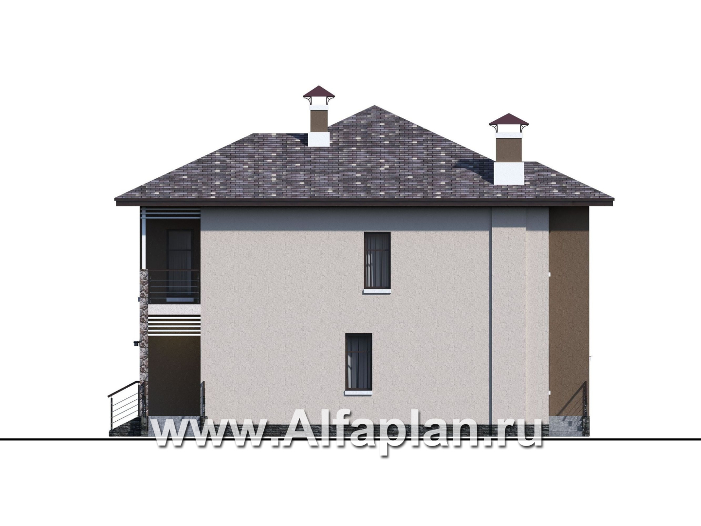 Проекты домов Альфаплан - «Печора» - стильный двухэтажный коттедж с сауной и мастер-спальней - изображение фасада №4