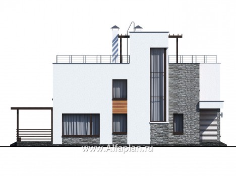 «Золотой ключик» — проект двухэтажного дома из кирпича, современный стиль, все спальни с душевой - превью фасада дома