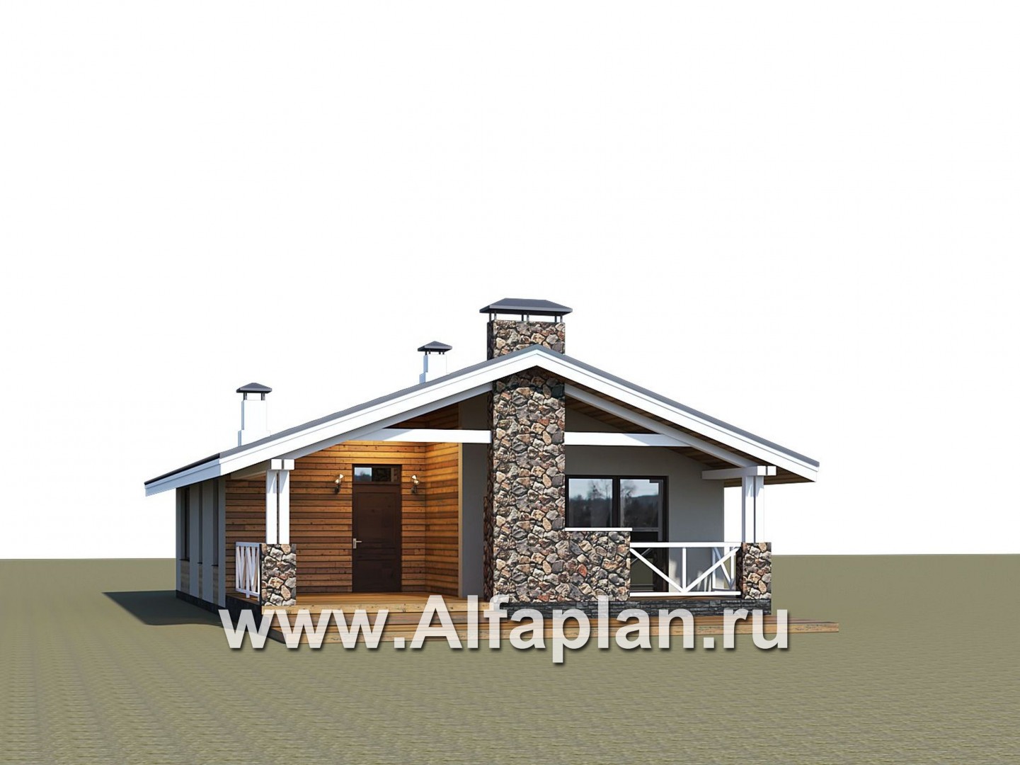 Проекты домов Альфаплан - «Мелета» - проект одноэтажного дома в скандинавском стиле с террасой - дополнительное изображение №1