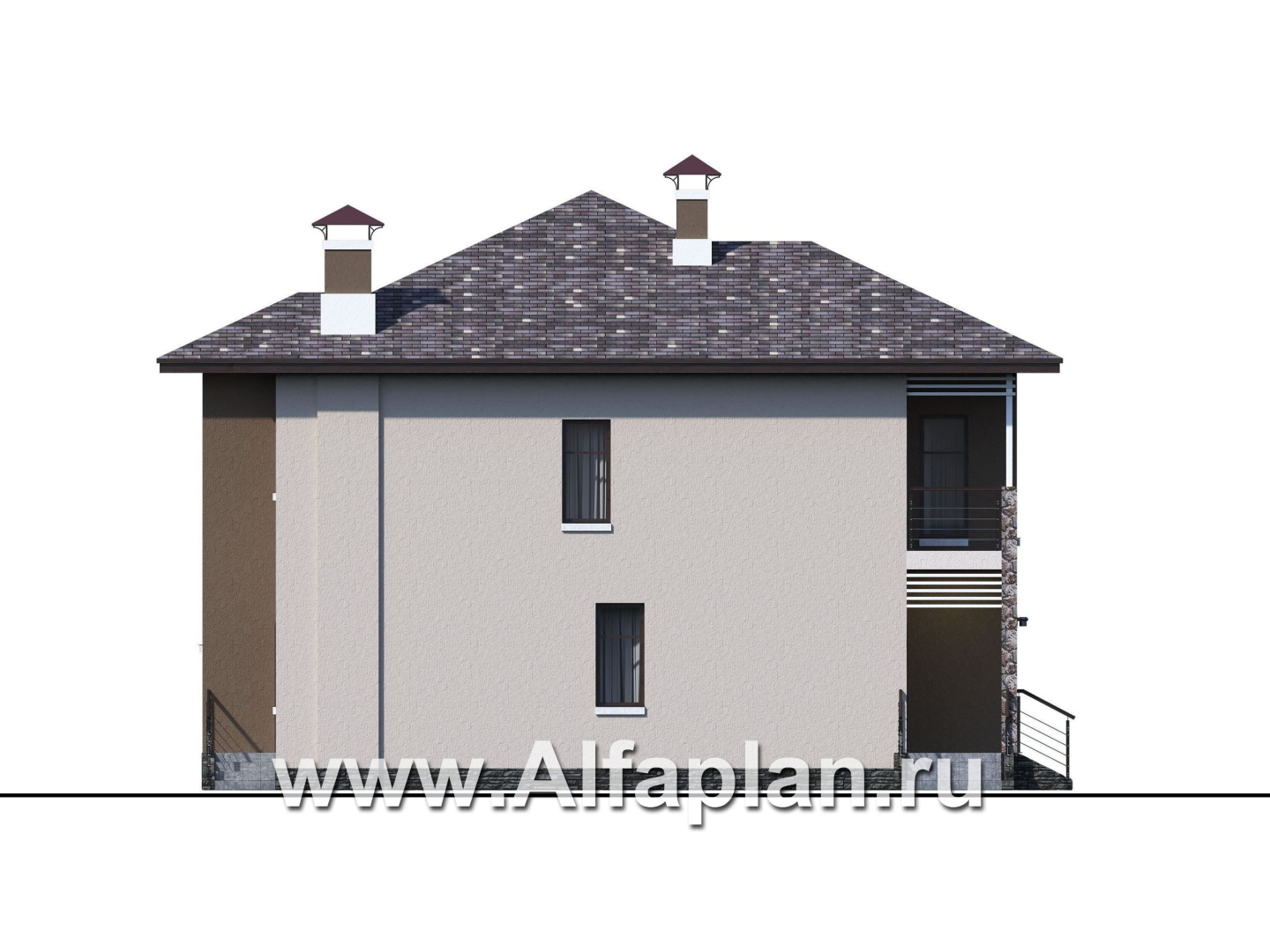 Проекты домов Альфаплан - «Печора» - стильный двухэтажный коттедж с сауной и мастер-спальней - изображение фасада №4