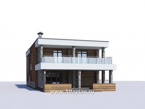 «Бетельгейзе» - проект двухэтажного дома в стиле хай-тек, вилла со вторым светом, мастер спальня, плоская крыша - превью дополнительного изображения №1