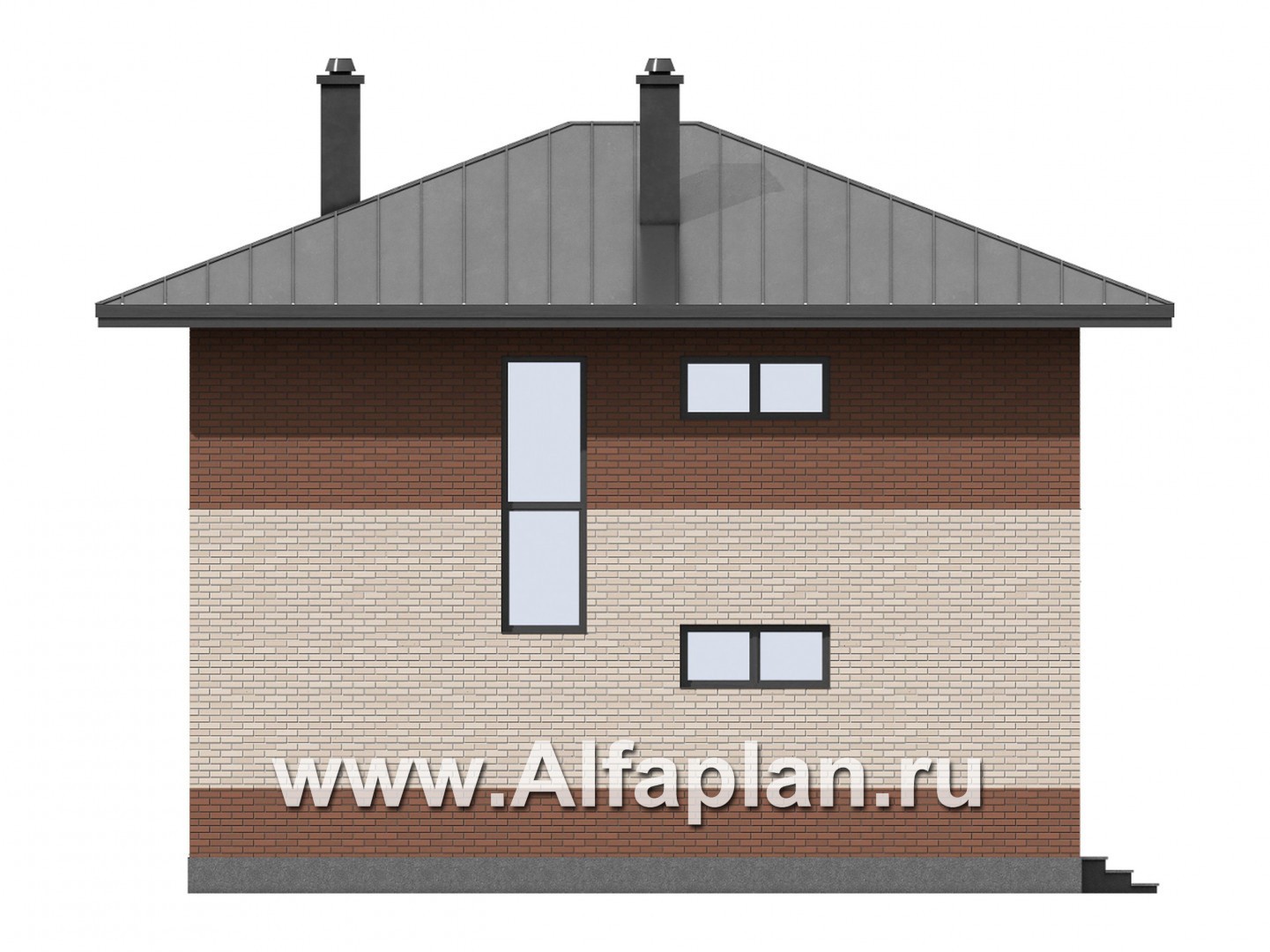 Проект двухэтажного дома, с кабинетом на 1 эт, для маленького  участка, в современном стиле - фасад дома