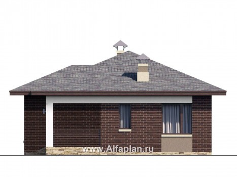 Проекты домов Альфаплан - «Дега» - стильный  проект одноэтажного дома с двумя спальнями - превью фасада №2
