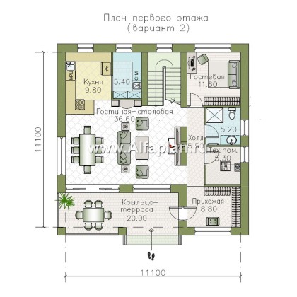 «Римские каникулы» - проект двухэтажного дома, с террасой, в классическом стиле - превью план дома