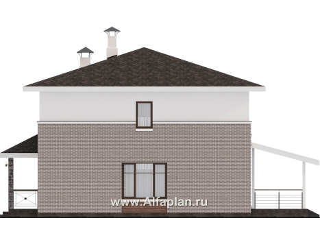 «Остров сокровищ» - проект простого дома из газобетона, планировка с кабинетом на 1 эт, с террасой - превью фасада дома