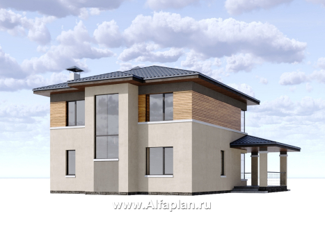 «Монтана» - проект двухэтажного дома из кирпича, со вторым светом и с террасой, в стиле Райта - превью дополнительного изображения №2