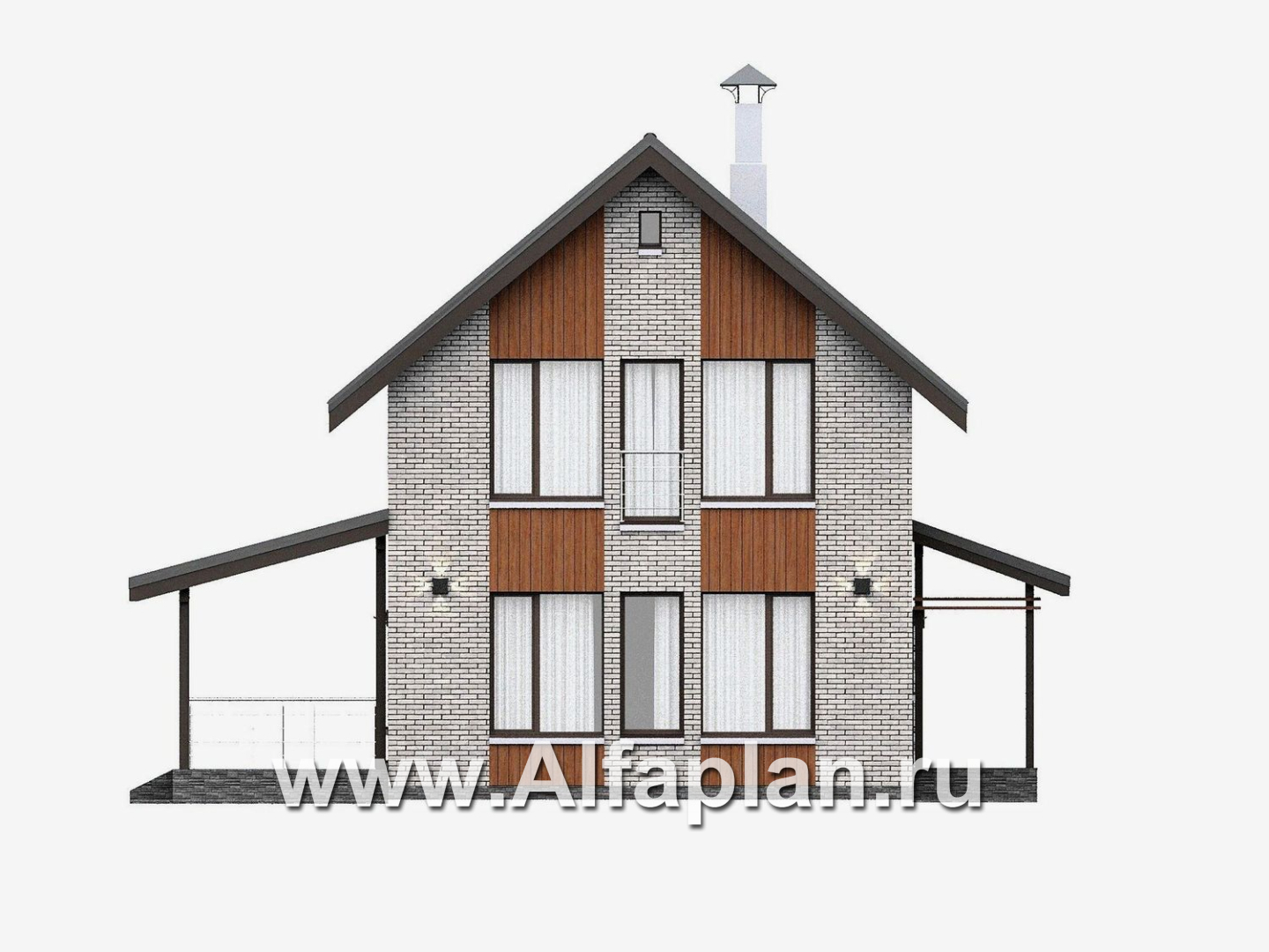 «Мой путь» - проект дома из газобетона, 2 этажа, с террасой и с 5-ю спальнями - фасад дома