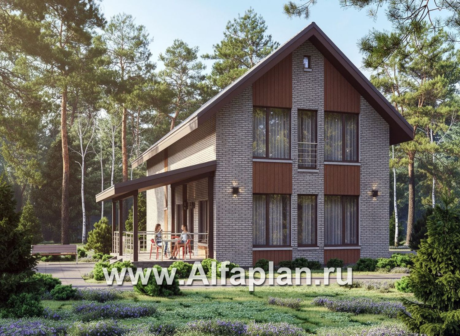 «Мой путь» - проект дома из газобетона, 2 этажа, с террасой и с 5-ю спальнями - основное изображение