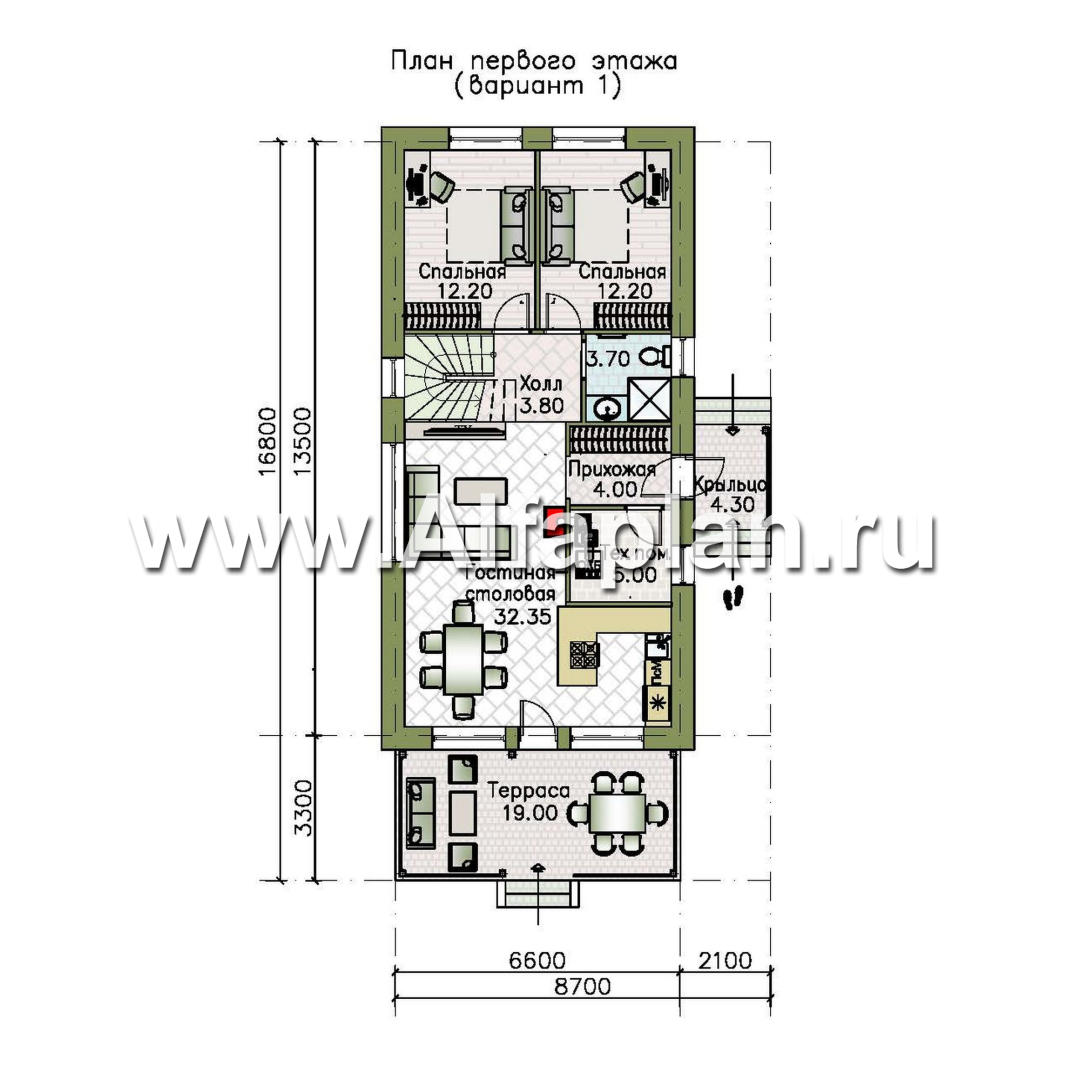 «Мой путь» - проект дома из кирпича, 2 этажа, с террасой и с 5-ю спальнями - план дома