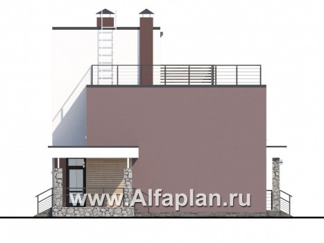 «Динамика» - проект двухэтажного дома в стиле хай-тек, с эксплуатируемой кровлей - превью фасада дома