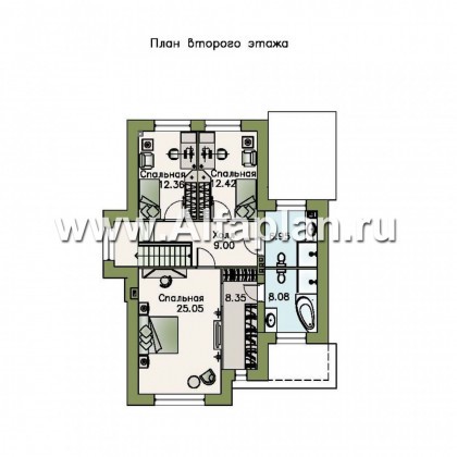 Проекты домов Альфаплан - «Потемкин» - элегантный двуxэтажный коттедж - превью плана проекта №2