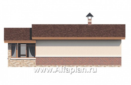 Проект современной бани с верандой - превью фасада дома