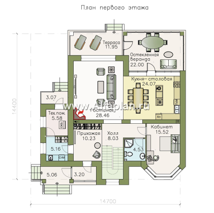 «Оазис» - проект двухэтажного дома с эркером, с комфортной планировкой - превью план дома