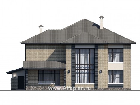 «Неман» - проект двухэтажного дома, особняк с двусветной гостиной, с террасой, с гаражом на 2 авто - превью фасада дома
