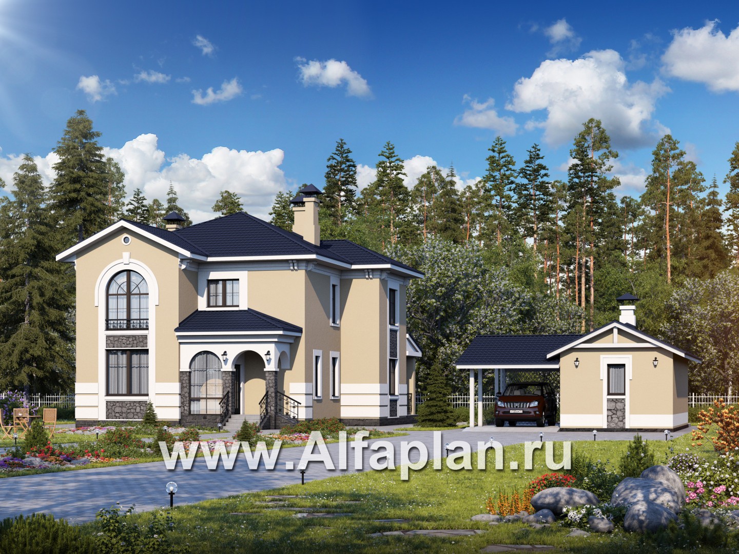 Проекты домов Альфаплан - «Белоостров»_ДУО - основное изображение