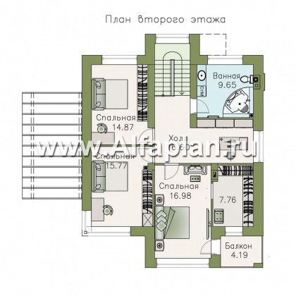 Проекты домов Альфаплан - «Печора» - стильный двухэтажный коттедж - превью плана проекта №2