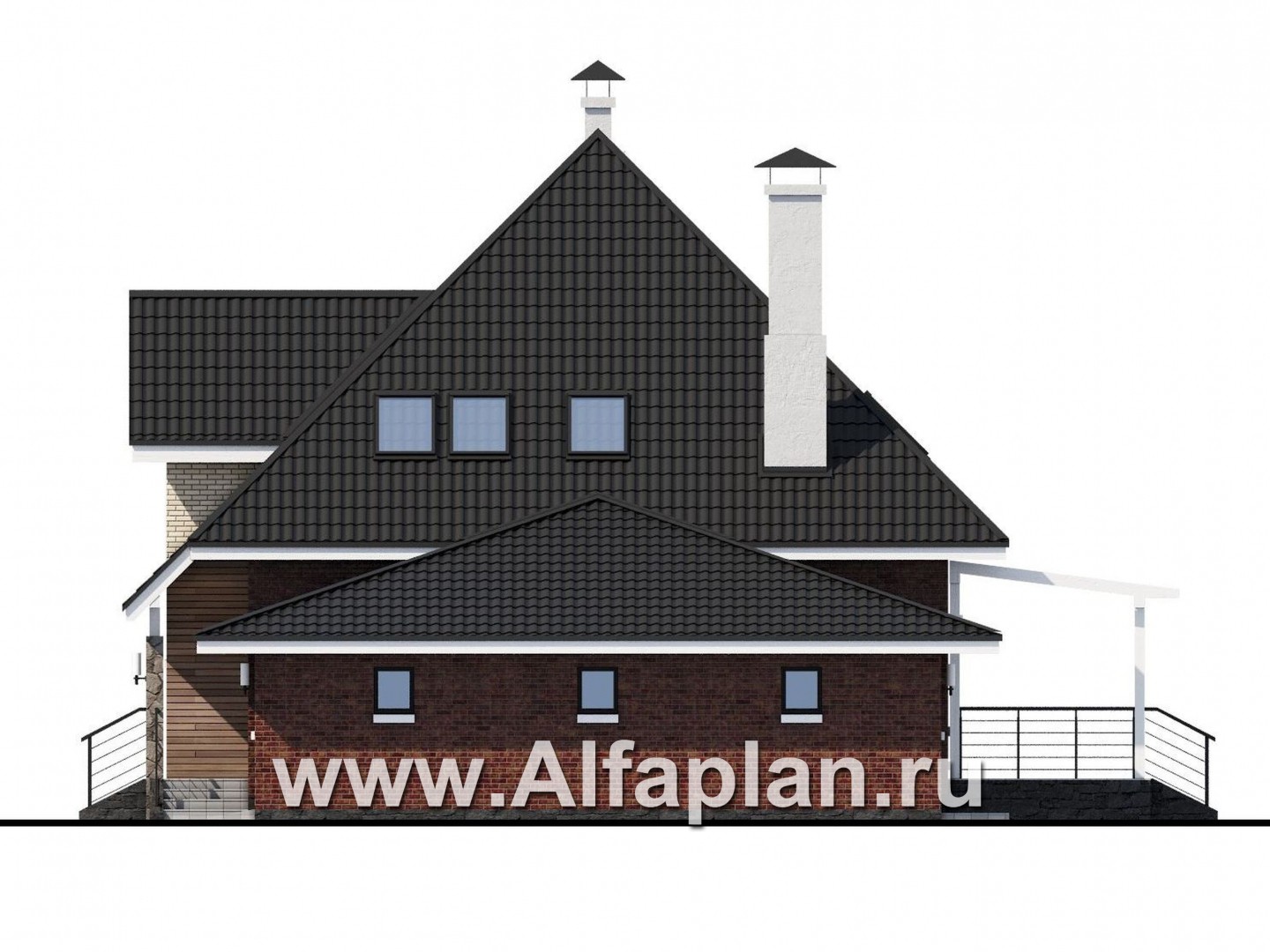 Проекты домов Альфаплан - «Сириус» - современный мансардный дом - изображение фасада №2
