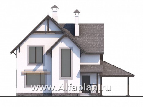 Проекты домов Альфаплан - «Арматор»- современный дом с террасой, лоджией и навесом для авто. - превью фасада №4