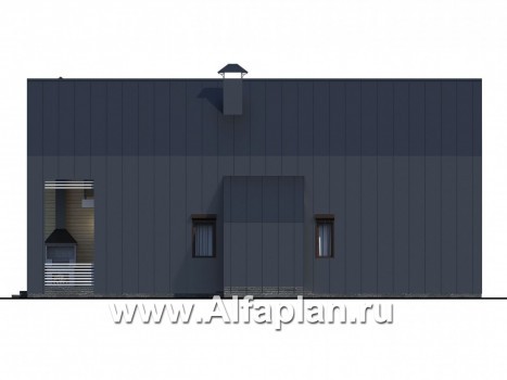 «Омега» - проект двухэтажного каркасного коттеджа, с террасой и барбекю, план дома с 5-ю спальнями - превью фасада дома